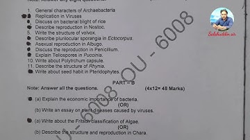 OU BSc (CBCS) Botany first I sem question paper dec 2023 | Microbial diversity & lower plant