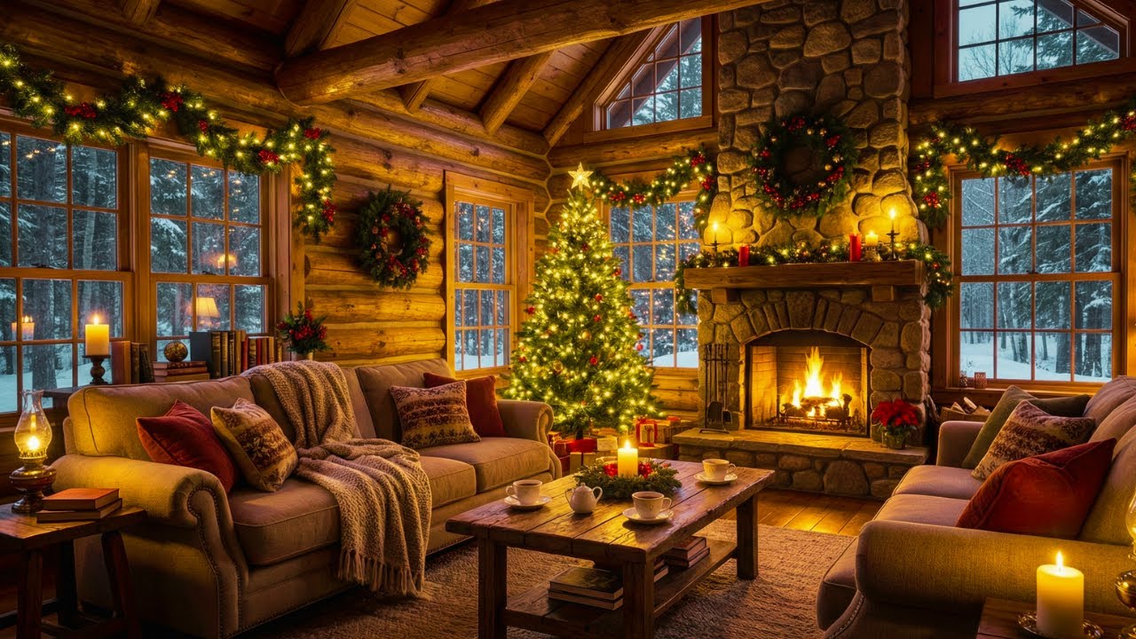 Silent Christmas Night 🎄 Warm Fireplace & Snowfall Ambience for Deep Relax
