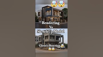 SketchUp vs Realistic Rendering 🤯#shorts #trending #3dmodeling #sketchup #frontelevation #architect