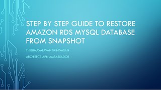 Step by Step Guide to Restore Amazon RDS MySQL database from Snapshot