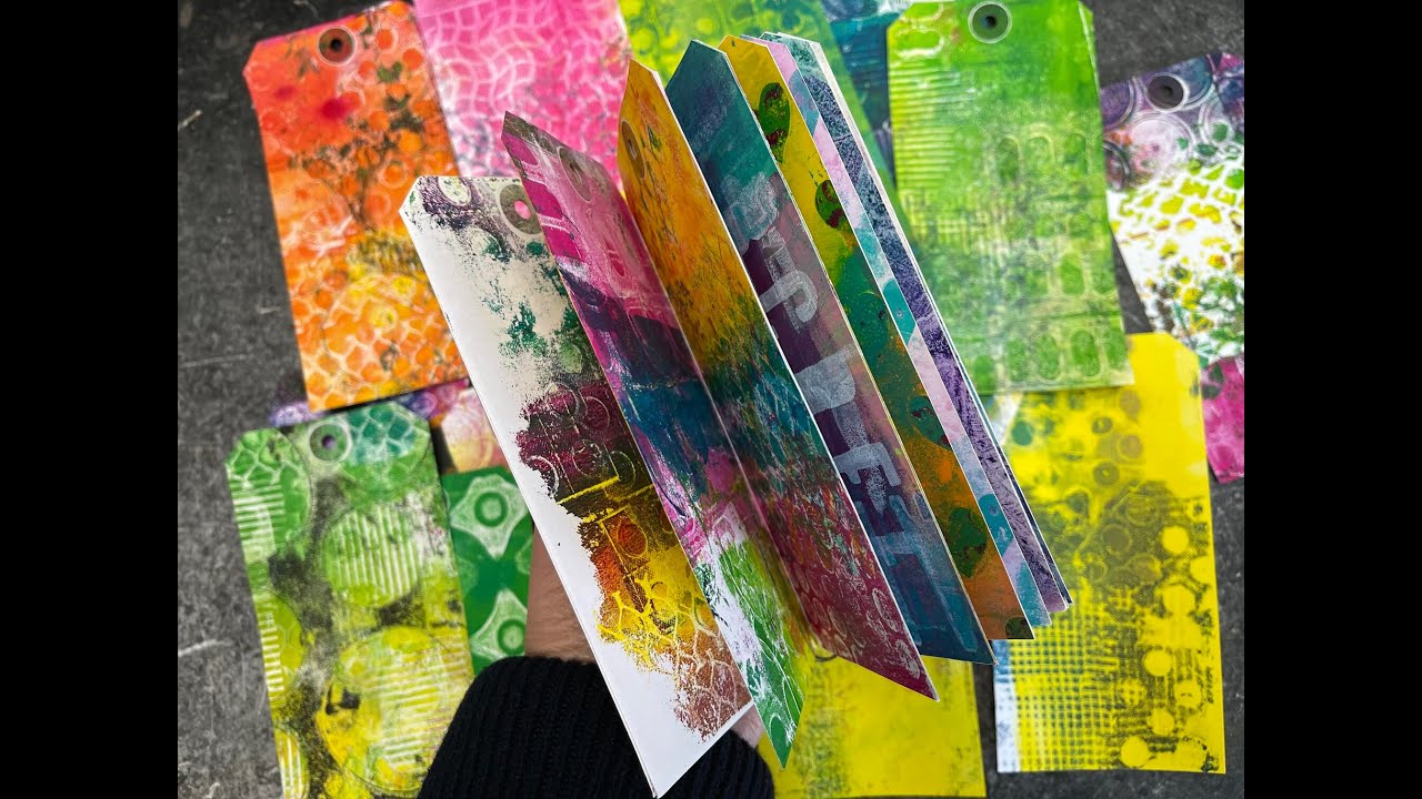 Gelli Arts® FaceBook Live  - Printing and assembling tag books