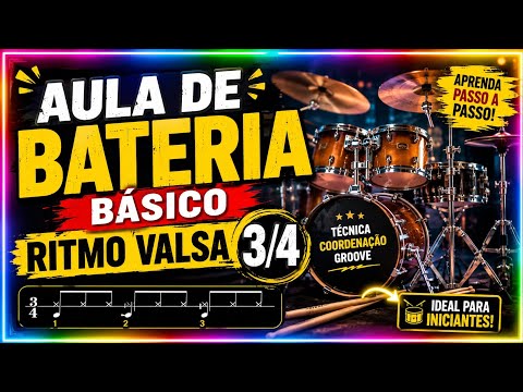 aula de bateria 🥁 básico | ritmo valsa 3/4