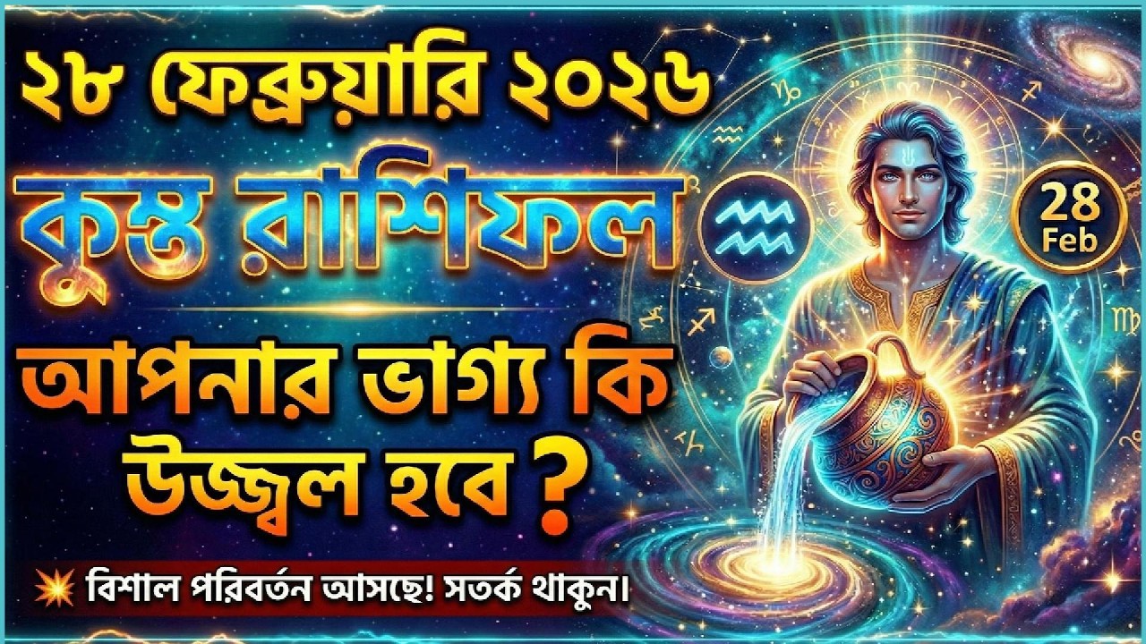 কুম্ভ রাশিফল ২৮ ফেব্রুয়ারি ২০২৬: চাকরি, ব্যবসা ও প্রেমে কী হতে চলেছে? | 28 Feb Kumbh Rashi