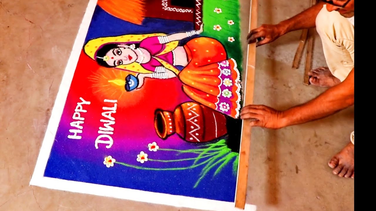 Traditional poster rangoli with beautiful village lady . Poster ...