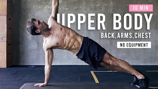 10 Min Upper Body HIIT Workout For Strength & Cardio | Back, Arms & Chest | No Equipment | At home
