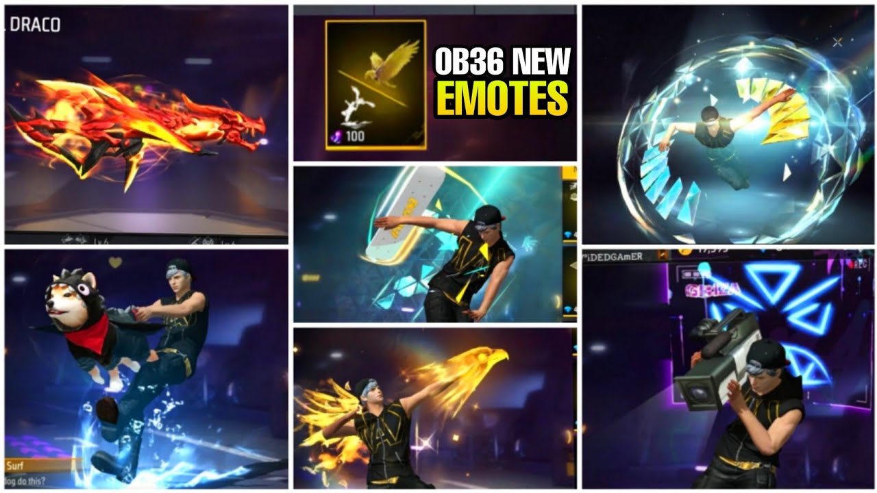 OB36 ALL NEW EMOTES AND EVO GUN SKINS | OB36 FULL COLLECTION ITEMS | OB36 NEW ANIMATION EMOTE