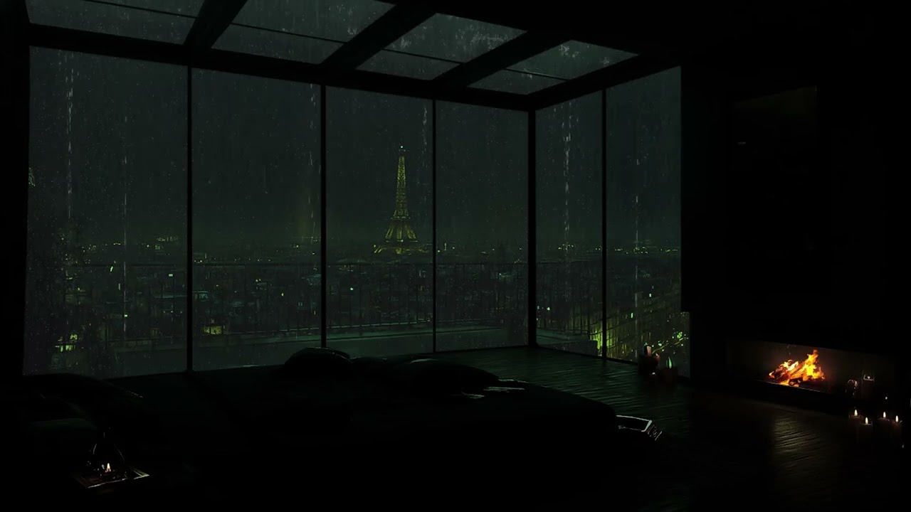 Dark Manhattan Luxury Apartment Rain (No Ads) | Heavy Window Night Ambience for Sleep, Study & Focus