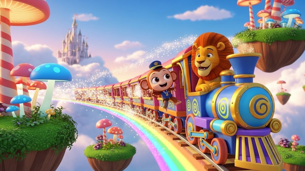Monkey & Lion 🚂 Magical Train Adventure | Cartoon for Kids