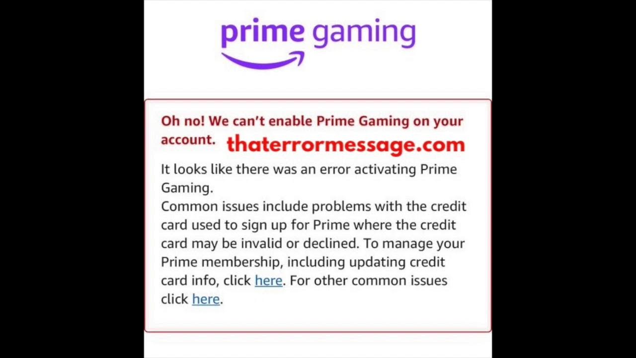 We can't enable Prime Gaming on your Account (Amazon) YouTube