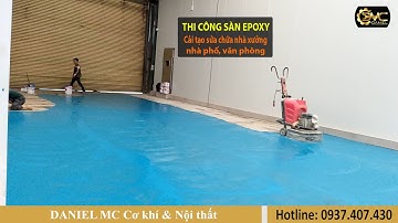 Thi công sơn epoxy tự san phẳng, sơn epoxy kẻ vạch, sơn sàn nhà xưởng, thi công epoxy - Phần 1
