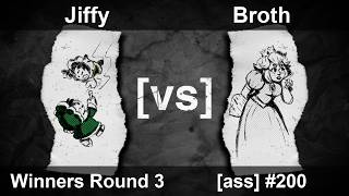 [ass] 200 - Melee Singles WR3 — Jiffy ⟮ICs⟯ vs Broth ⟮Peach⟯
