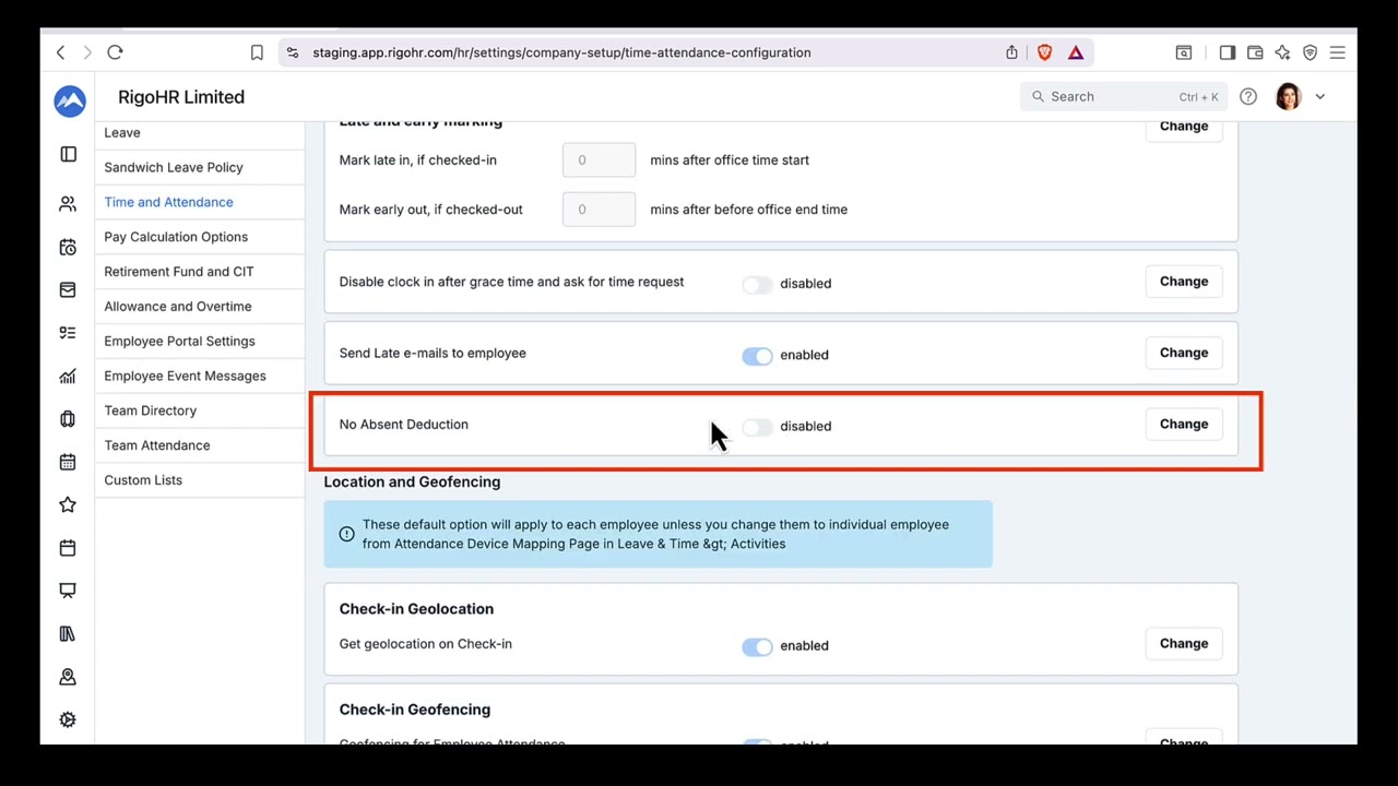 How to enable auto absent deduction in RigoPayroll Processing? Automated Payroll Software of Nepal