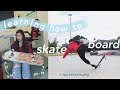 learning how to SKATEBOARD (+ tips, first drop-in, unboxing & set-up)