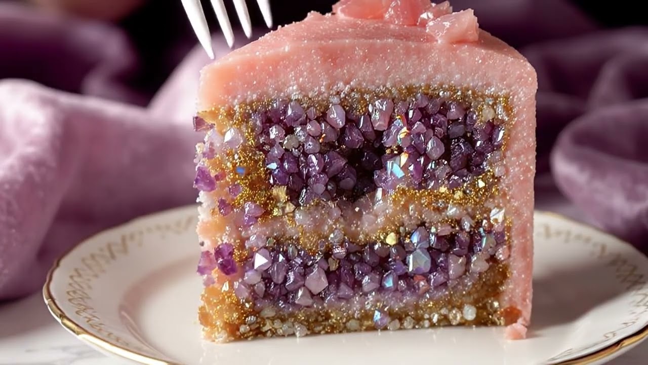 Hyperrealistic Gemstone Cake Slice – Edible-Looking Crystal Dessert Fantasy 🍰💎