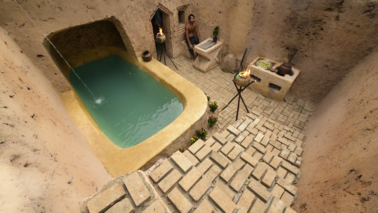 I Build Temple Underground House And Temple Swimming Pools - YouTube