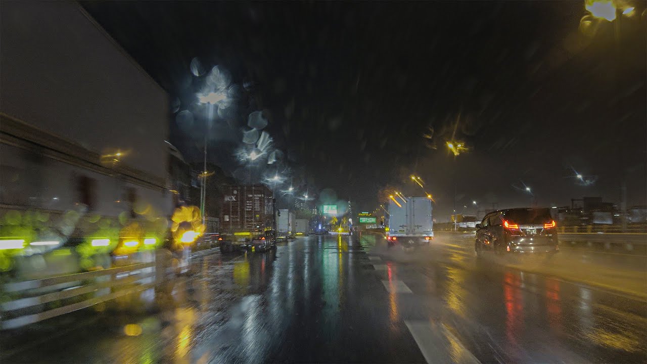 Highway Drive in Heavy Rain for  Sleep  Work  Study