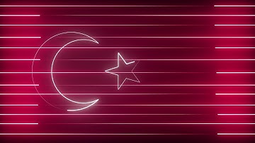Neon Lights Turkish Flag Loop Motion Graphics Animated Background - Free Footage