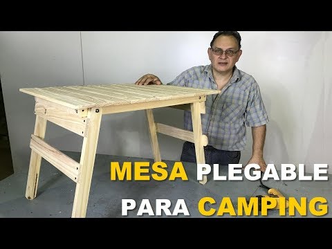 MESA de MADERA PLEGABLE para CAMPING 