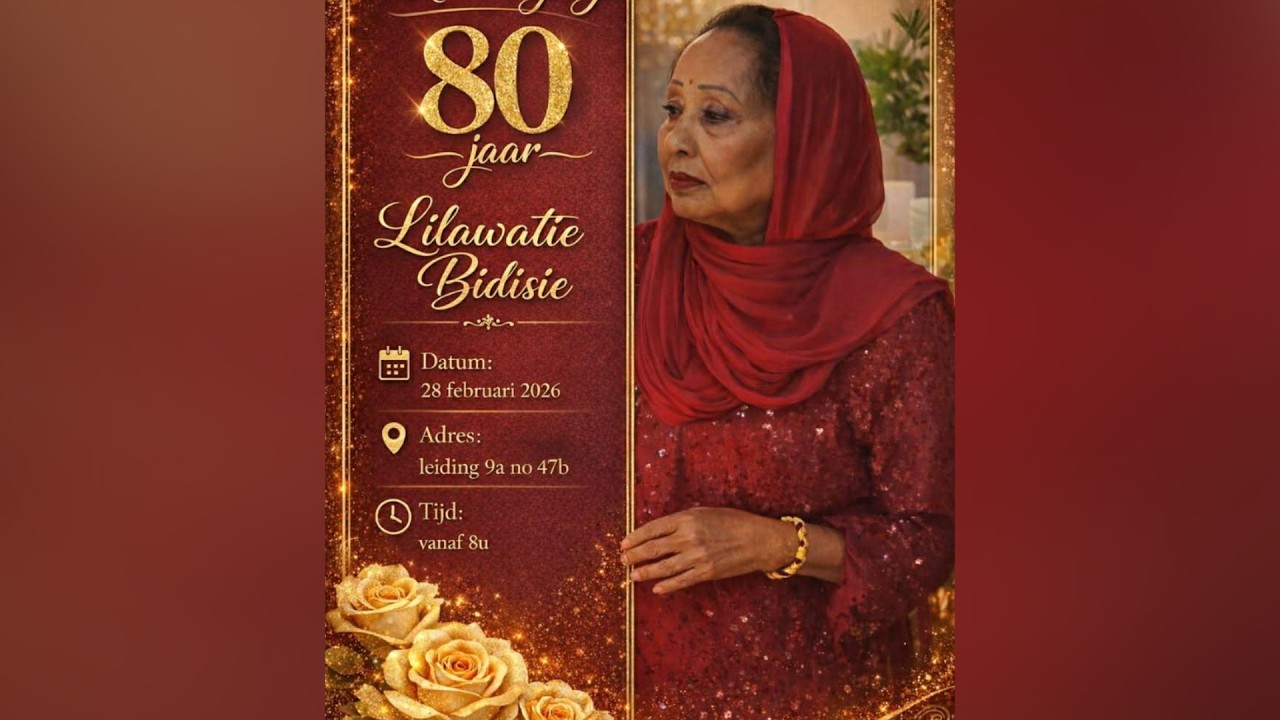 Lilawatie Bidesie 80 jaar.