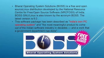 BOSS -BHARAT OPERATING SYSTEM SOLUTIONS