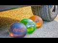 Experiment: Fanta, Coca Cola, Sprite Balloons vs Car - Crushing Crunchy & Soft Things By Car