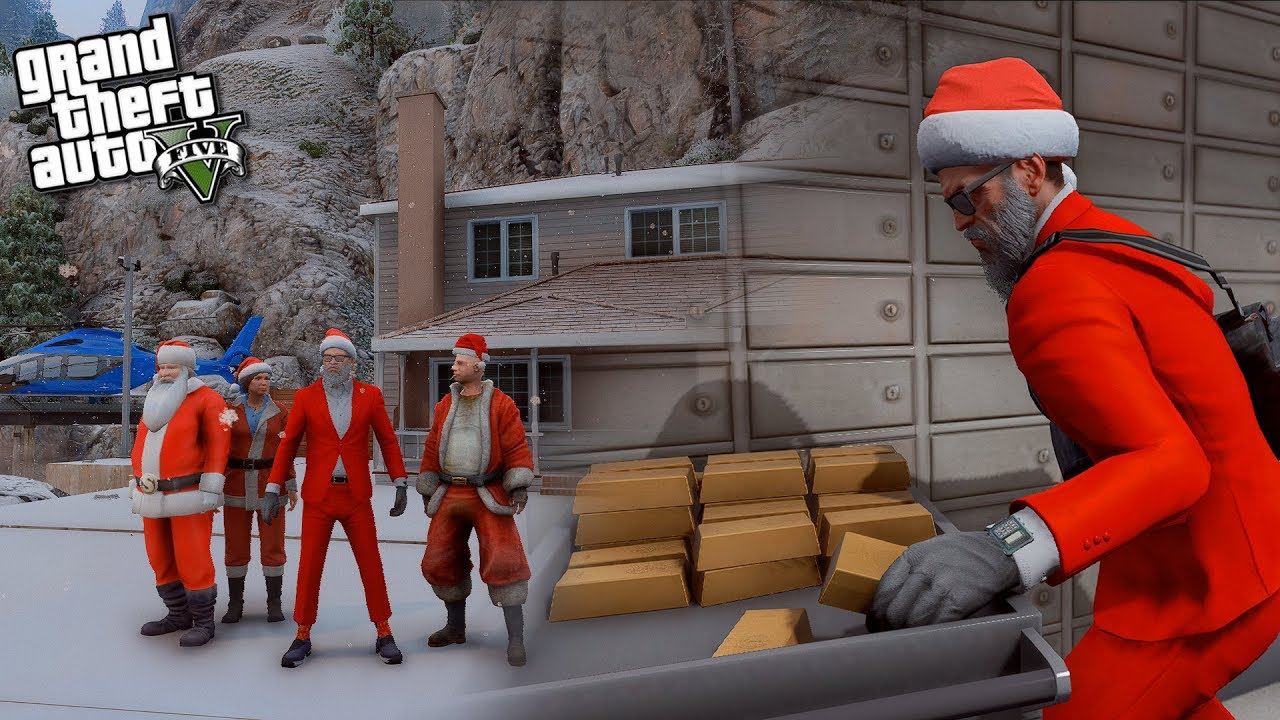 ПЛОХОЙ САНТА В GTA 5! БАНДА ДЕДОВ МОРОЗОВ ОГРАБИЛА БАНК В ГТА 5 МОДЫ ...