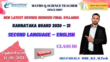 Class 10 Second Language English revised reduced syllabus 2020 -  21 | Karnataka State Board | SSLC