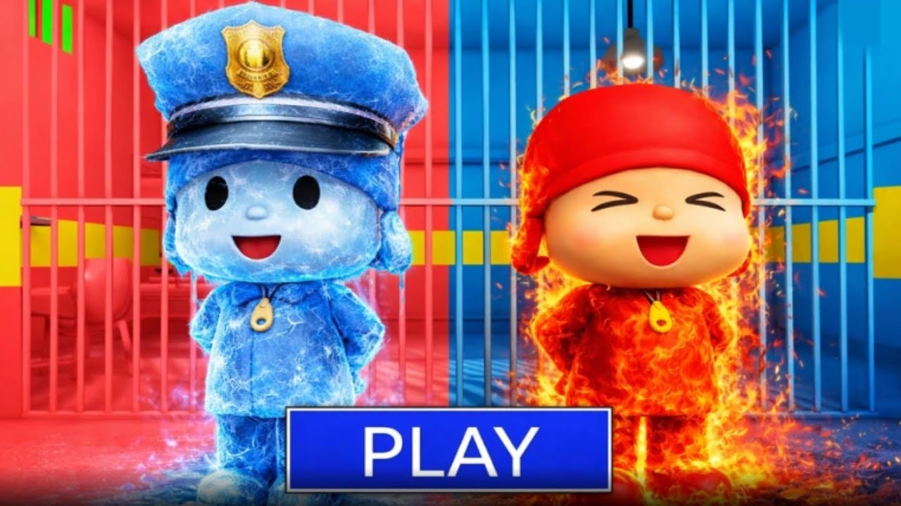 POCOYO🔥 and 💧 prison run escape obby |OBBY ROBLOX|| Gameplay Walkthrough no death 4k #roblox #obby