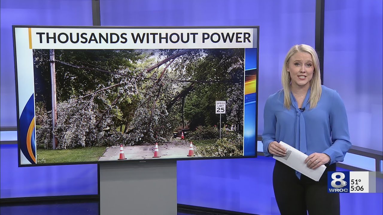 Thousands without power days after strong weekend winds - YouTube