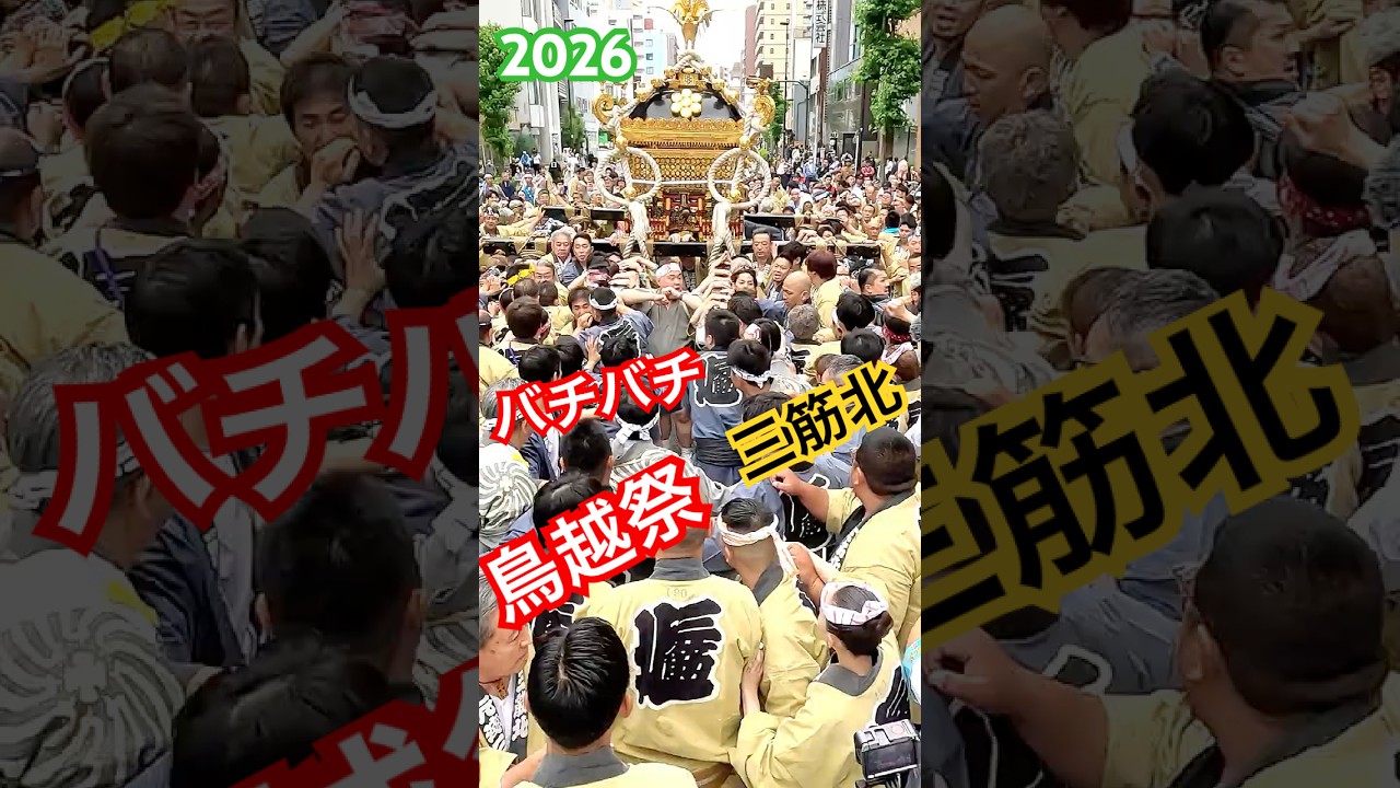 2026 鳥越祭は激しい喧嘩神輿だバチバチ 迫力すぎる三筋北 本社神輿