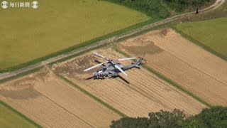 米軍ヘリが田んぼに不時着　けが人なし　宮崎・串間