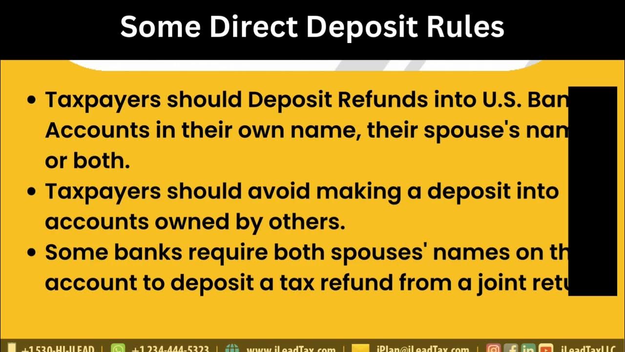 Feb 11, Sat 🦁Why You Should Get Your Tax Refund Direct Deposited?🦅 iLead Tax Tip YouTube