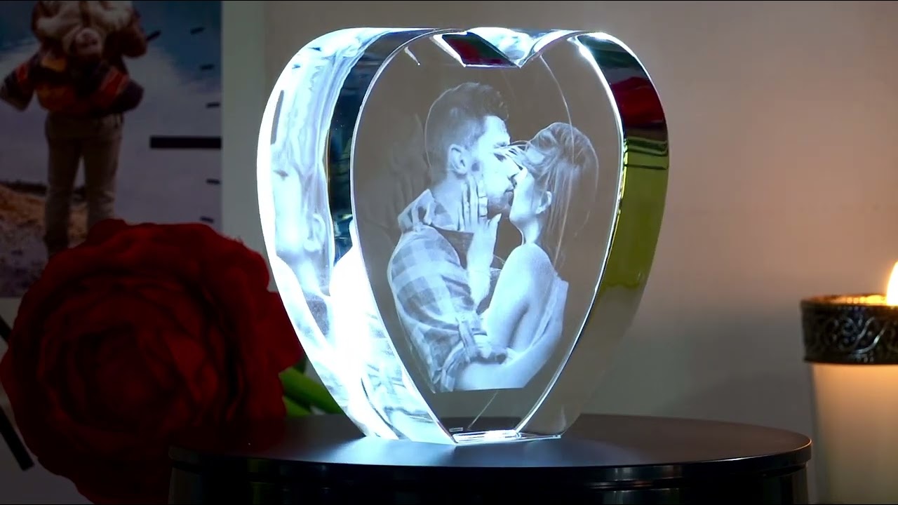 3D Glasgravur Herz Mit Foto – Persönliches Gesch Produktbild-Vorschau 2