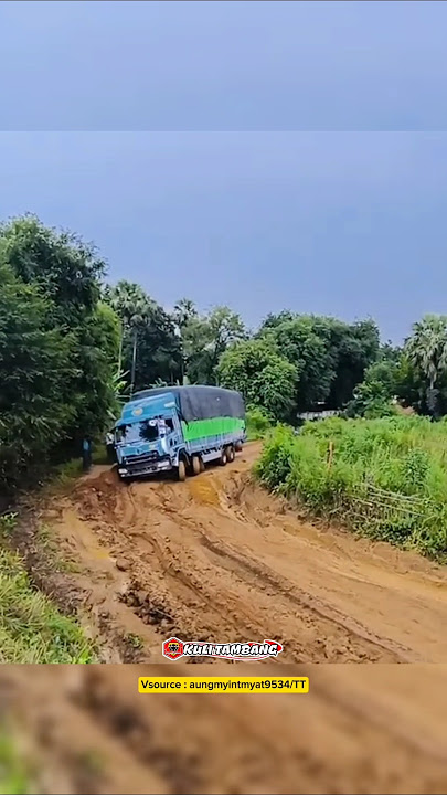 when a big power truck can't get through the mud road #viralshorts #fyp
