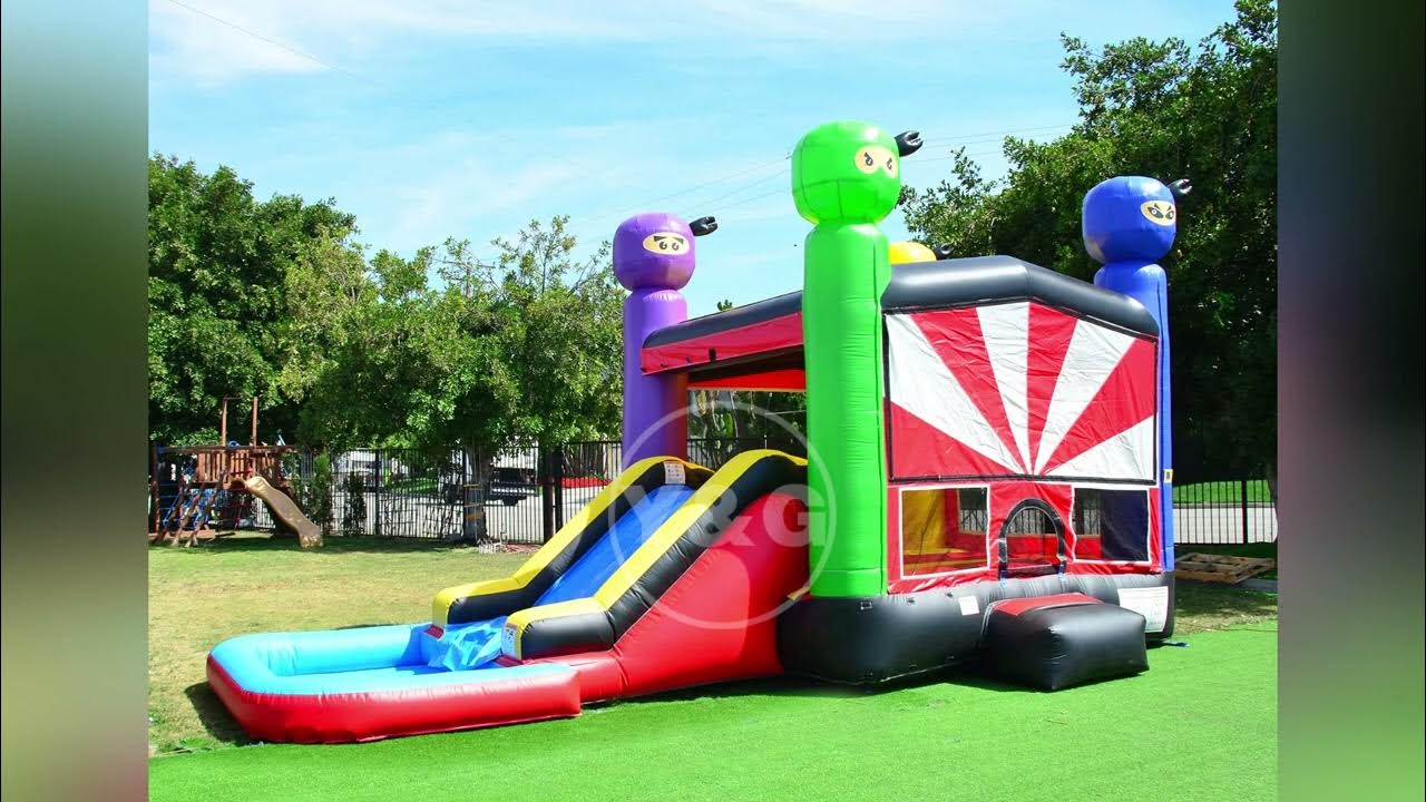 2023 Popular Commercial Inflatable Ninja Bounce House with Slide Combo