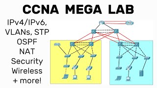 Complete Network Configuration // CCNA Mega Lab! / OSPF, VLANs, STP, DHCP, Security, Wireless   more