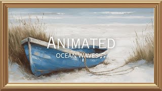 Coastal Calm Animated Painting | Gold Framed Beach Scene with Relaxing Ocean Sounds | TV Screensaver screenshot 1
