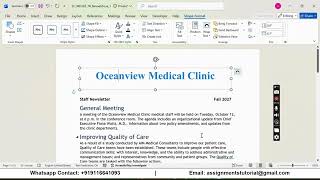 Shelly Cashman Word 365 | Module 7: SAM Project B Oceanview Medical Clinic
