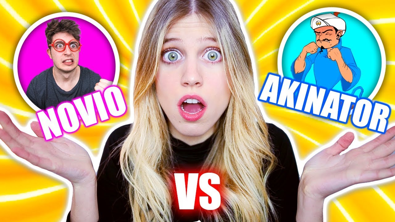 AKINATOR vs NOVIO (Puede MI NOVIO ganar a AKINATOR!?) Adivinando YOUTUBERS challenge  | Laia Oli