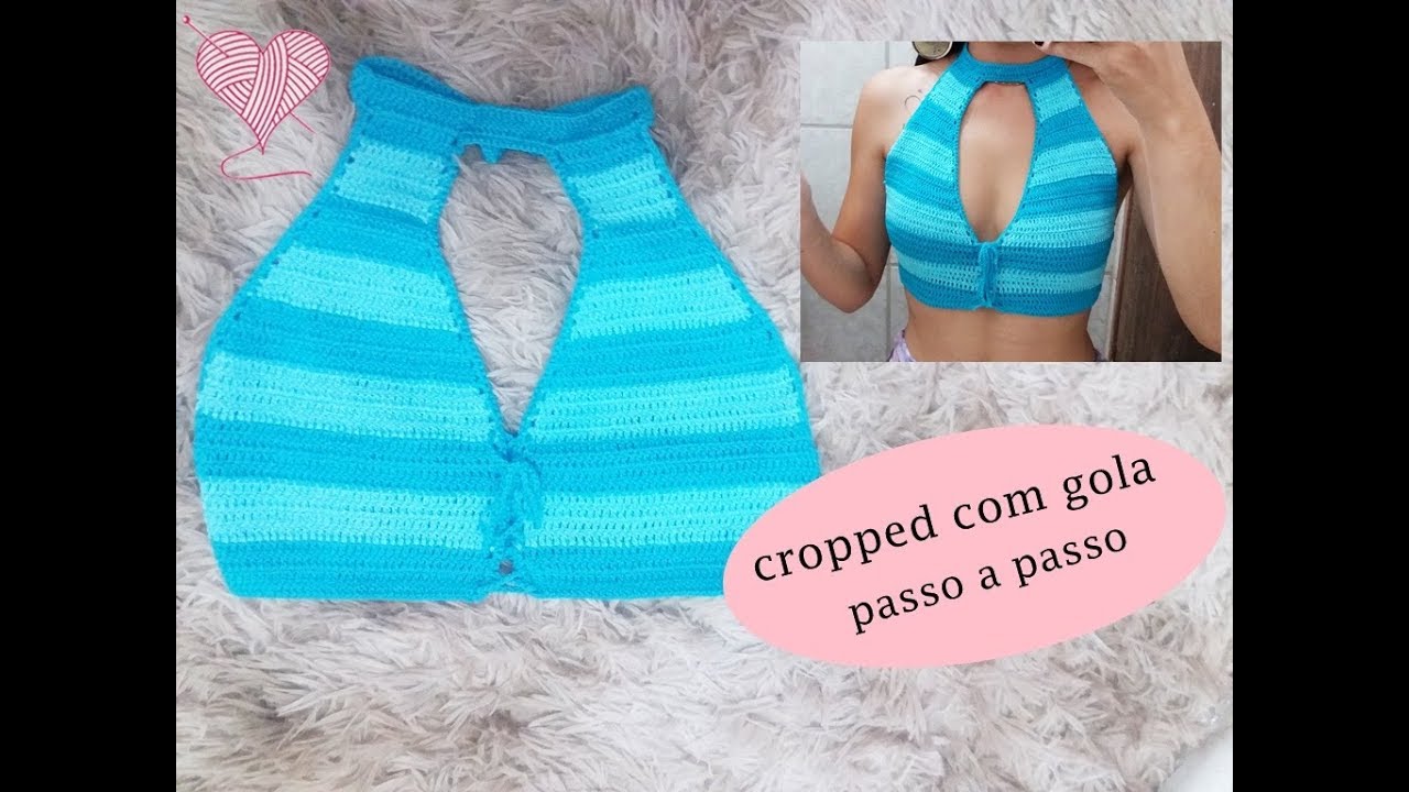 Cropped crochê com gola - Tamanhos  P, M, G