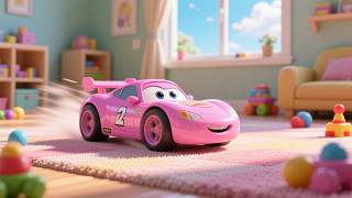 The Racing Pink Car 🏎️💖 Fun Speed Song for Kids | Nursery Rhymes & Racing Adventure 🎶✨