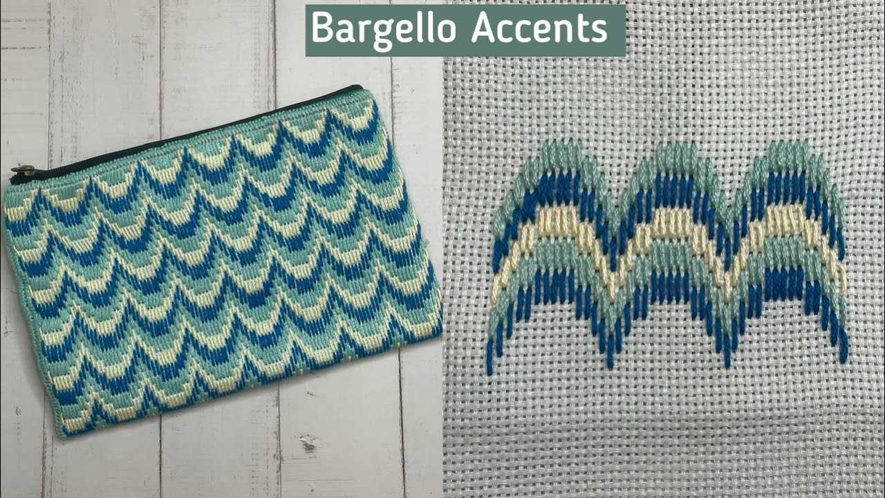 Needlepoint stitch #25 - Bargello accents stitch| Bargello embroidery & needlepoint purse