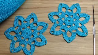 Вязание для начинающих - вязание крючком ажурного мотива - Crochet flower motif tutorial