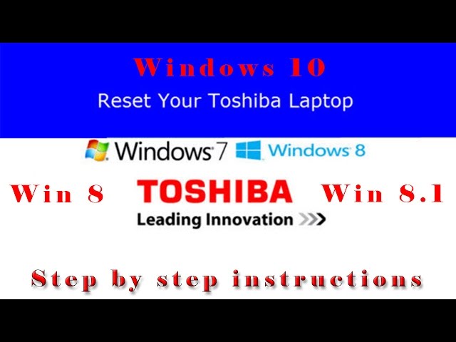 Toshiba Factory Restore Windows 8, 8.1 or 10 - Step by step