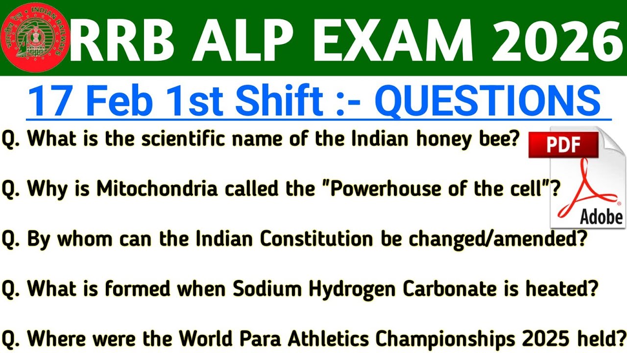 rrb alp question paper 2026 | alp 17 feb 1st shift analysis | alp exam analysis today 
