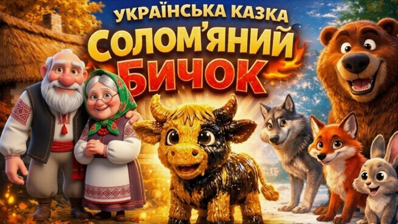 Солом’яний Бичок 🐂 Українська народна казка для дітей | Добра повчальна історія