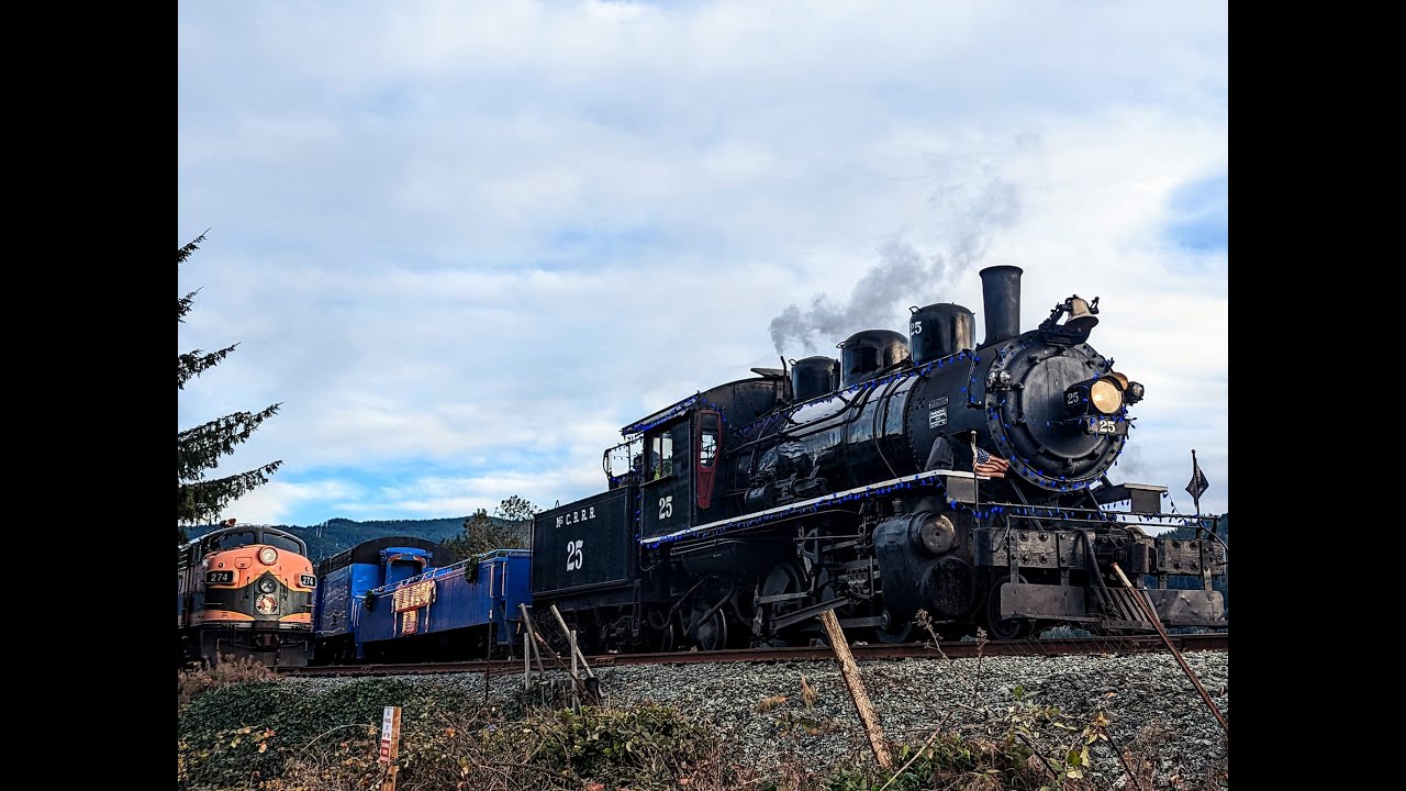 Candy Cane Express on the Oregon Coast Scenic Railroad With McCloud River Railroad 25 YouTube