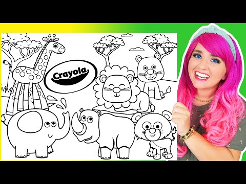 Coloring Safari Animals Elephant, Giraffe, Lions x Rhino Coloring Pages | Prismacolor Markers