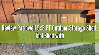 Review Patiowell 5x3 FT Outdoor Storage Shed, Tool Shed with Sloping Roof and Lockable Door, Metal S
