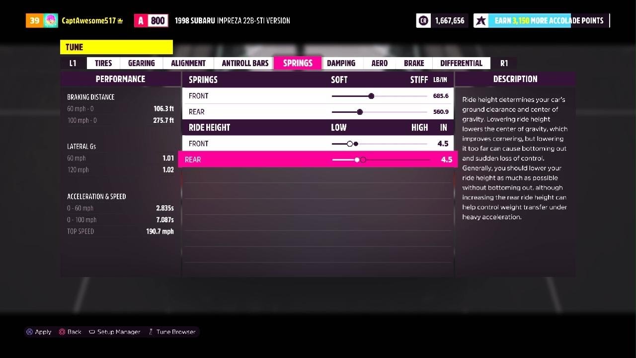 Настройка пружин в Forza Horizon 5